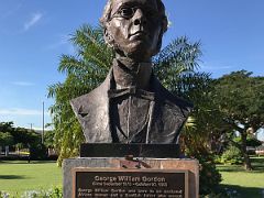 15 Bust of Samuel Sharpe (1801-1832) who was hanged as the leader of the 1832 Baptist War slave rebellion, in 1838 slavery was abolished in Emancipation Park Kingston Jamaica